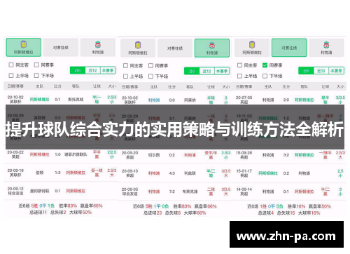 提升球队综合实力的实用策略与训练方法全解析